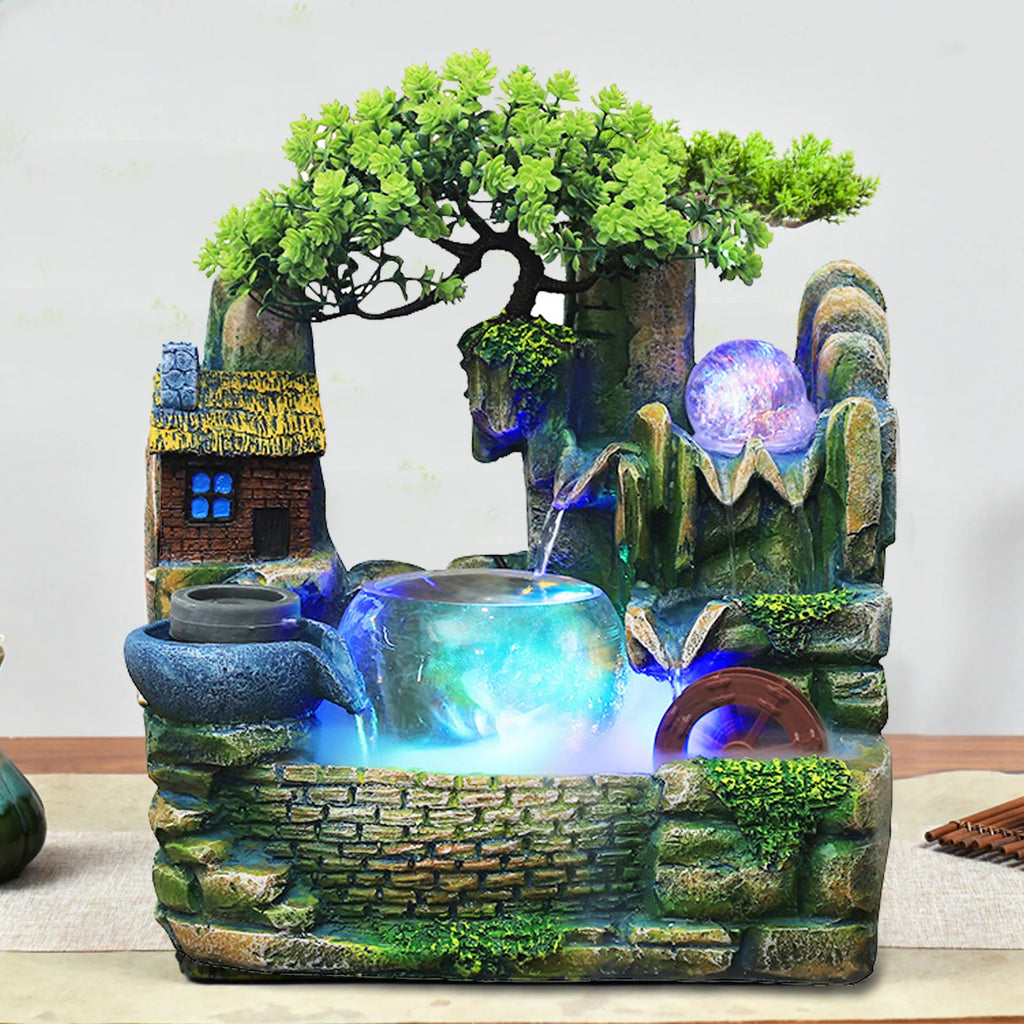 Waterval Fontein LED Tafel - Kamer Fontein Ornament met Verlichting Desktop Thuis Decoratie