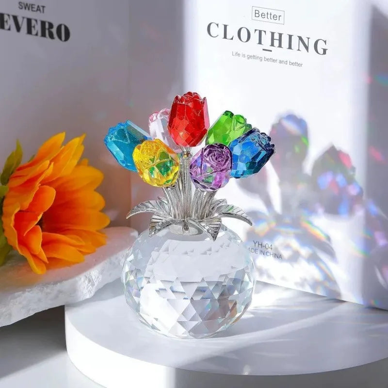 Eternal Rose Decorative Gift - Simulated Colored Crystal Rose Bundle, Suitable for Valentine's Day, Mother's Day & Anniversary