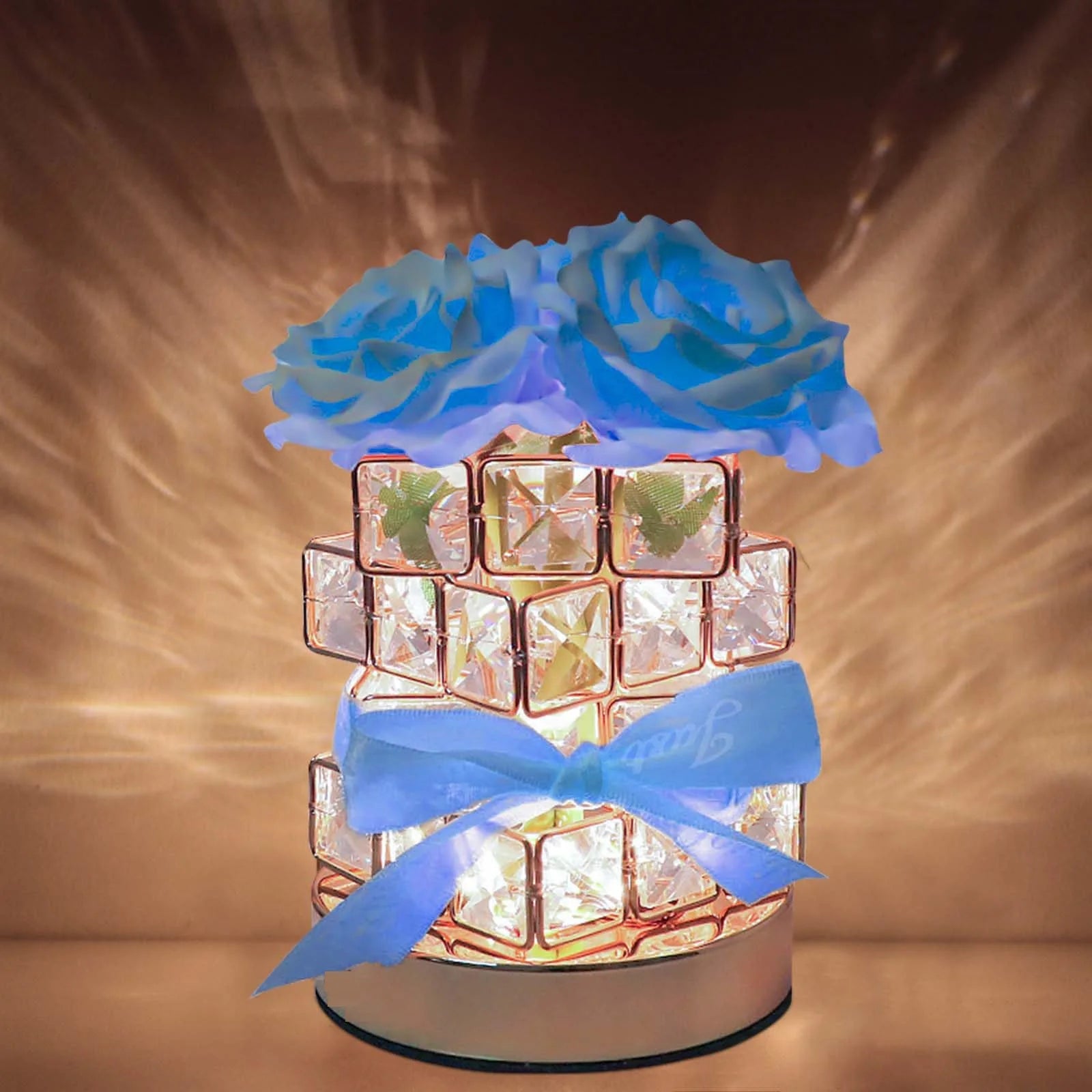LED Crystal Rose Table Lamp 3 Colors Dimmable Magic Cube Rose Creative  Atmosphere Lights Bedroom Bedside Decor Lighting Gift ﻿