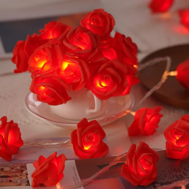 3M 20LEDs Artificial Rose Flower String Light Battery Powered Wedding Fairy Garland Room Decoration Ramadan 2026 Valentine's Day